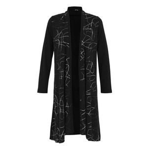 Ever Sassy Women's Long Cardigan Duster Size M Black Long Sleeve Abstract NWT